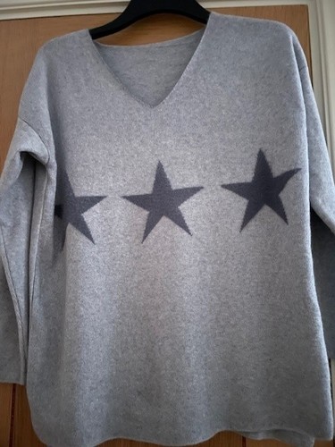 Pale blue star jumper - pale, (angora