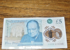 AA09 £5 Plastic Polymer Five Pound Note - Serial Number AA09 645069 VGC