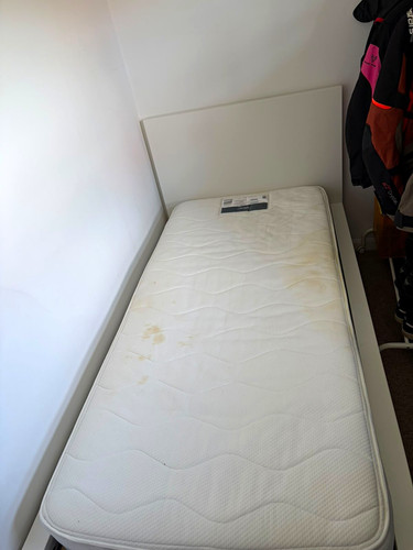 White single wood storage - white, bed