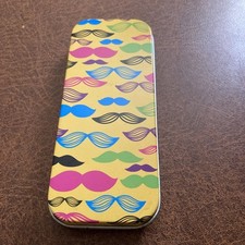 Multicoloured Tin Used For Tampax 14cm x 5.75cm Hinged Tin Novelty