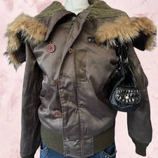 Y2k Khaki Bomber Jacket Real