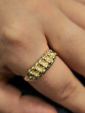 New Solid 9ct Yellow Gold Men's Signet Keeper Ring size: T Hallmarked Two Row