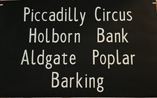 1968 London Bus Destination Blind Piccadilly Circus Bank Holborn Aldgate Poplar