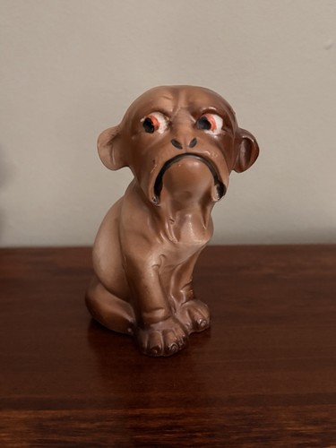 Vintage porcelain dog sad pin - vintage,