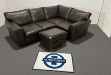 Brown Leather NEXT Right Hand Corner Sofa + Matching Footstool With Storage