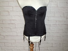 BLACK SATIN OVERBUST HOURGLASS LACE UP SNOBZ CORSET 26 IN SIZE  12  NEW