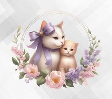 Floral Wreath Cat Colourful