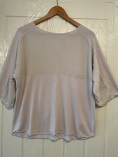 Poetry Silk Cashmere Top Size 16 Taupe Knit Keyhole Back Boxy Short Sleeve