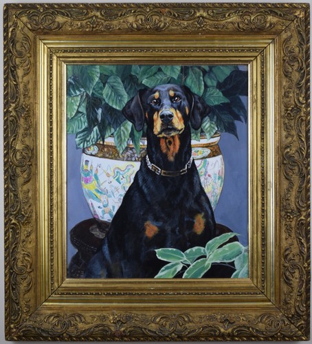 Doberman chinese planter - doberman,