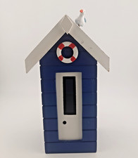 Wooden Beach Hut Seaside Seagull Lifebuoy Nautical Themed Money Box 15 X 6 X 6cm
