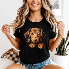 Dachshund Puppy Dog Womens Tee Animal Illustration Gift