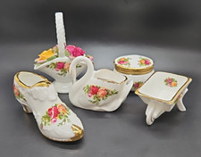 Royal Albert Old Country Roses Swan, Trinket box, Shoe, Wheelbarrow & Basket