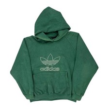 Trefoil Logo Adidas Hoodie - Large Green Cotton