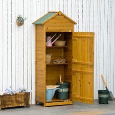 Wooden Garden Storage Shed Tool Cabinet w/ Lockable Door Roof 191.5 X 79 X 49 cm