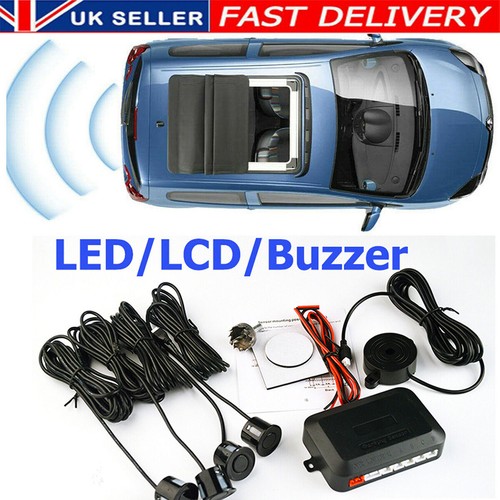 4pcs black parking sensors car - black,