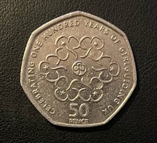 Girl Guides 50p 2010 Celebrating 100 Years of Girl Guiding Fifty Pence Coin