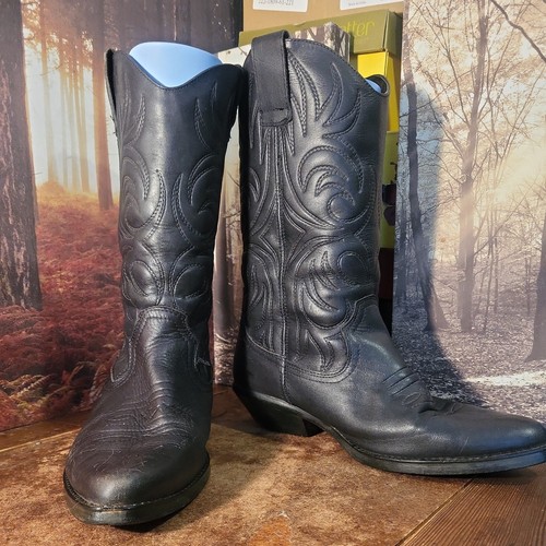 Womens black leather cowboy - womens,