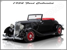 1934 Ford Cabriolet Hot Rod NEW Metal Sign: Free Shipping - 12 x 16"