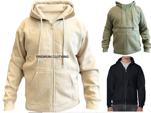 Mens plain zip hoodies - up,