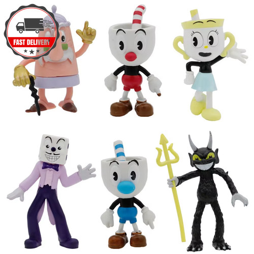 10cm 6pcs lot cuphead mugman - 9-10cm,