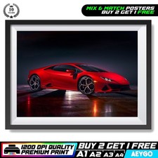 LAMBORGHINI HURACAN Wall Art Print Poster Super Sport Car Large Size A4 A3 A2 A1