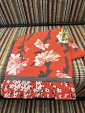 Ulster Weaver Horrockses Red Floral Tea Towel With Trim And Pleat Detail New