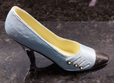 Art Deco Vintage Miniature Stiletto Shoe Pale Blue/Black