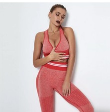 Women Fitness Yoga Sets Crop Top Bra Leggings Set Gym Workout Sports Wear Suits