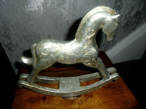 Vintage silver rocking horse - vintage,