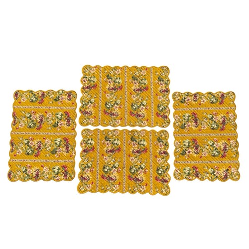 Yellow floral stripes - yellow,