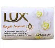 6 x Lux Bright Impress Soap Bar 80g Japanese Camellia, Citrus Bright & Glow Skin