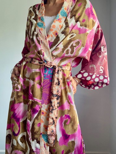 Patchwork kimono boho robe - patchwork,