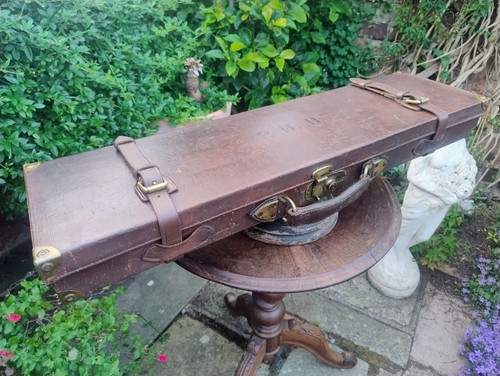 Antique leather gun case with - case,