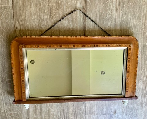 Antique inlaid overmantle - inlaid, /
