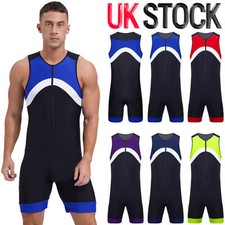 UK Men's Swimming Leotard Zipper Sport Swimwear Jumpsuit Zip Up Swimsuit