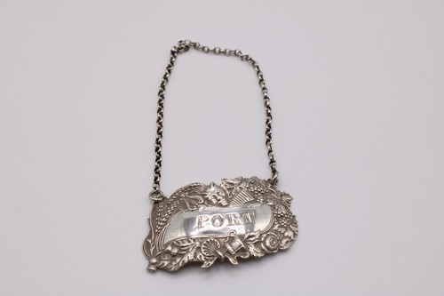 Silver port decanter label