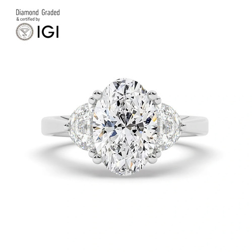 Oval diamond trilogy ring - diamond,