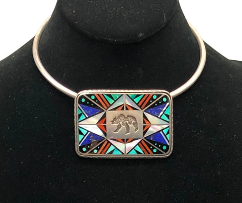 Bear themed multi stone inlay - bear,