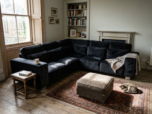 Large velvet corner sofa - large,