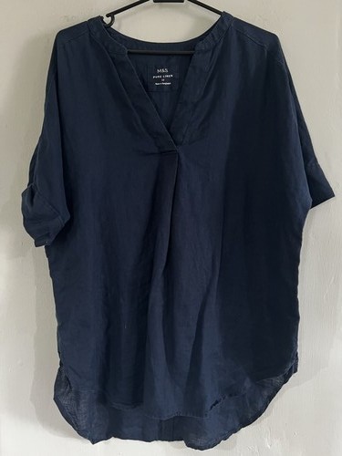 Navy blue linen tunic - linen,