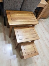 French Farmhouse Rustic Solid Oak Nest of Tables. From Oak Furnitureland.