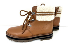 CLARKS Tan REAL LEATHER Girls Boys Biker Style Kids Ankle Boots size 13 G NEW