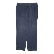 TOMMY HILFIGER Vintage 2000s Double Pleated Chino Trousers Navy Mens W38 L32