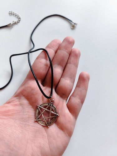 Silver pentagram pendant - pentagram,