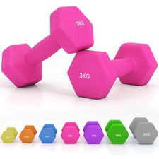 SPORTNOW Set of 2 Hexagonal Dumbbells Weights Pair, 2 x 3kg, Pink