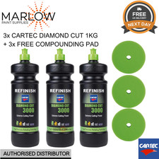 3 X CARTEC DIAMOND CUT 3000 1KG COMPOUND WITH 3 X FREE GREEN COMPOUNDING HEAD
