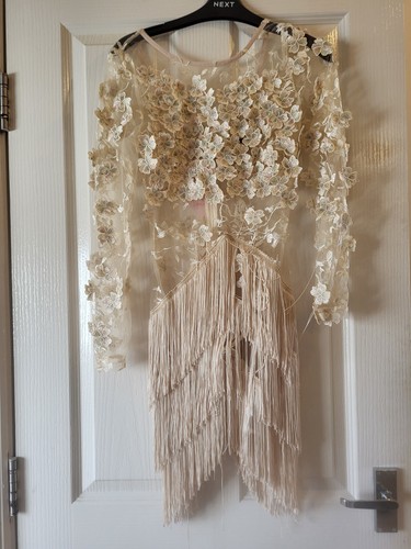 Cream fringe dress - dress, i