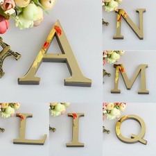 26 Letters DIY Mirror Acrylic Wall Sticker Home Mural Valentine's Day Decor Gold