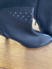Gorgeous Black Leather Heeled Ankle Boot Small Stud Detail . New Caprice 4 .