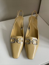 Next Pale Yellow Block Heeled Shoes Size 6